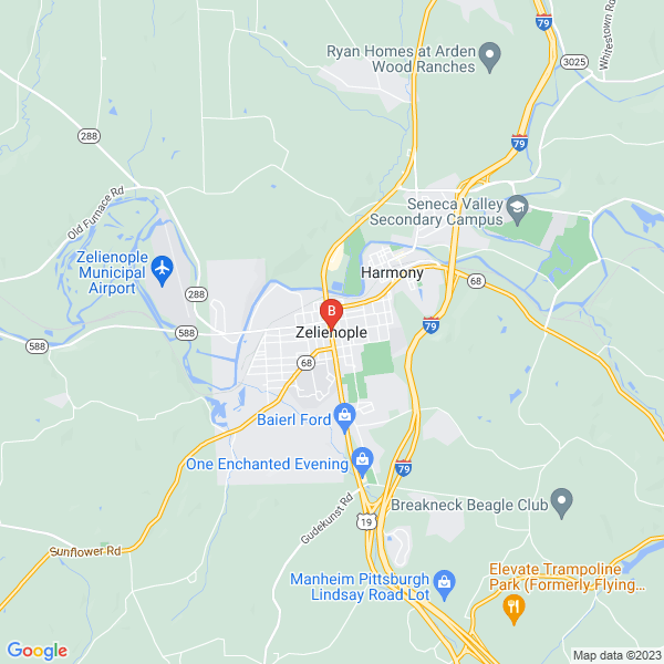 BG3 Creates Web Design & Marketing location map: P.O. Box #233, Zelienople, Pennsylvania