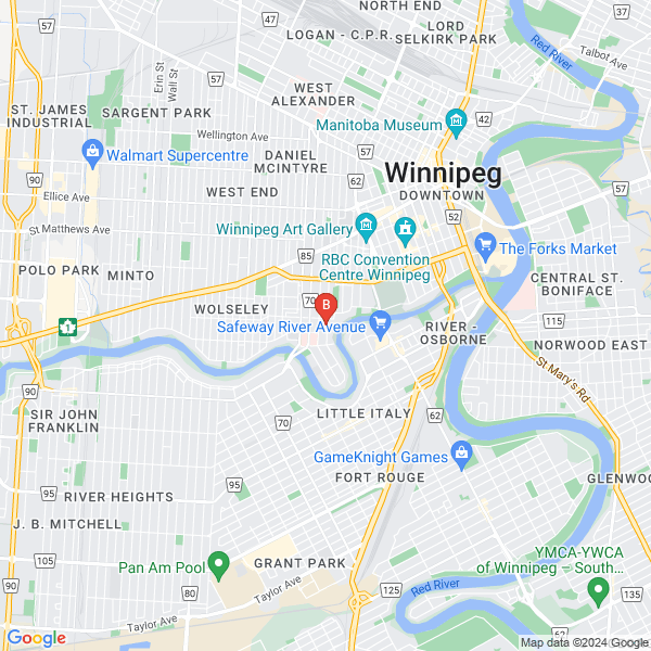 Airways Dryer Vent and Duct Services location map:  82 Langside St #1, Winnipeg, Manitoba