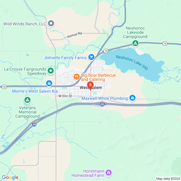 Sunshine Services location map: 114 Leonard St N, West Salem, WI