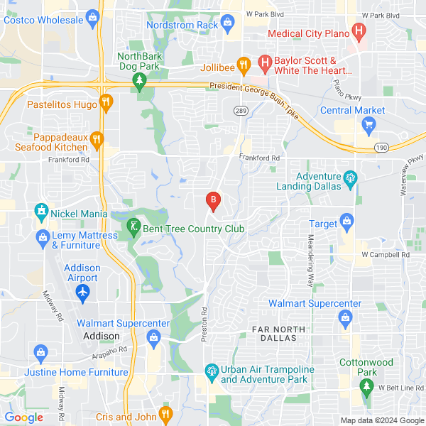 Dallas Tow Truck Service location map: 17304 Preston Road, Dallas, TX