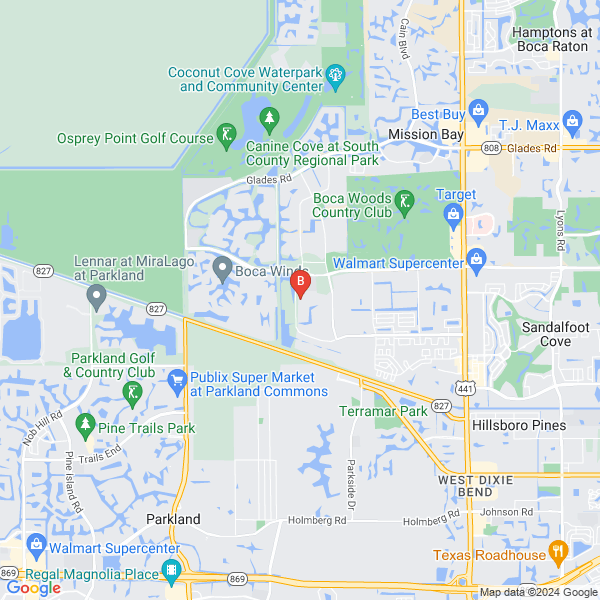 Boca Raton Emergency Plumber location map: 22301 Thousand Pines Ln., Boca Raton, Florida
